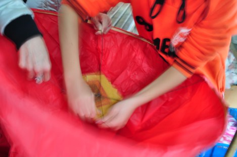 attaching the spirit money/pingxi, taiwan/jan 2013