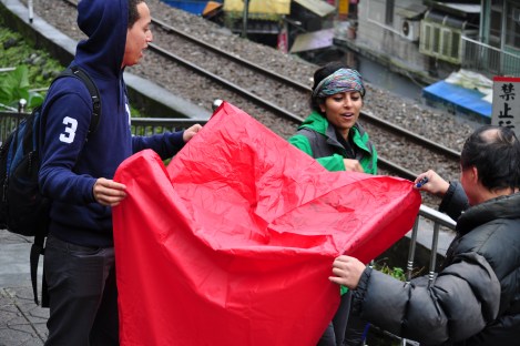 step one: spread out balloon/pingxi, taiwan/jan 2013