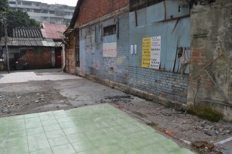 one family painted the floor + remaining walls of their home to show where their things once were/huaguang community, taipei/feb 3, 2013