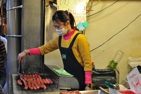 delish boar's meat sausage vendor/jiufen, taiwan/dec 28, 2012