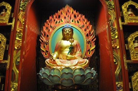 beautiful buddha at buddha tooth relic temple/singapore/march 2013