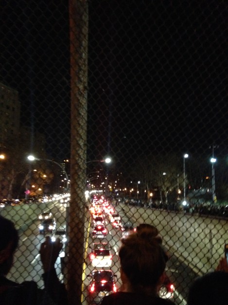 protest moves down ramp to the FDR
